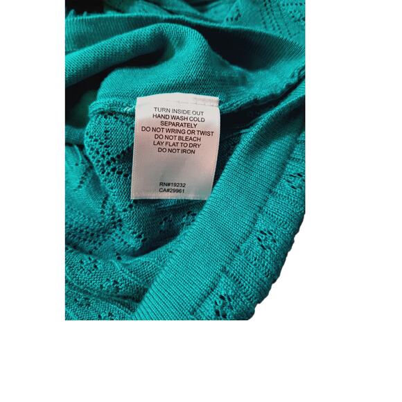 ALFRED DUNNER Sweater Cardigan Cami XL Attached Twinset Turquoise Teal Knitted - Picture 8 of 11